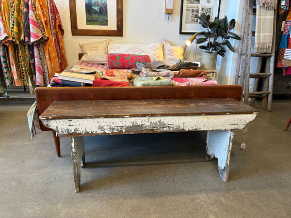 Painted Distressed Wooden Bench