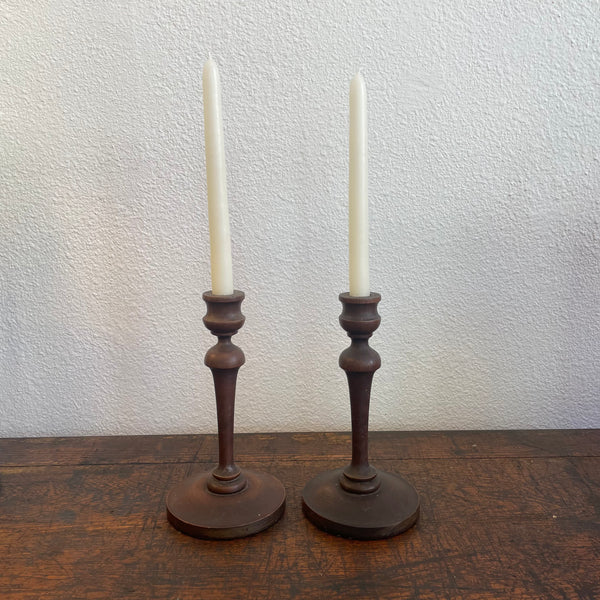 Turned Wood Candle Holders