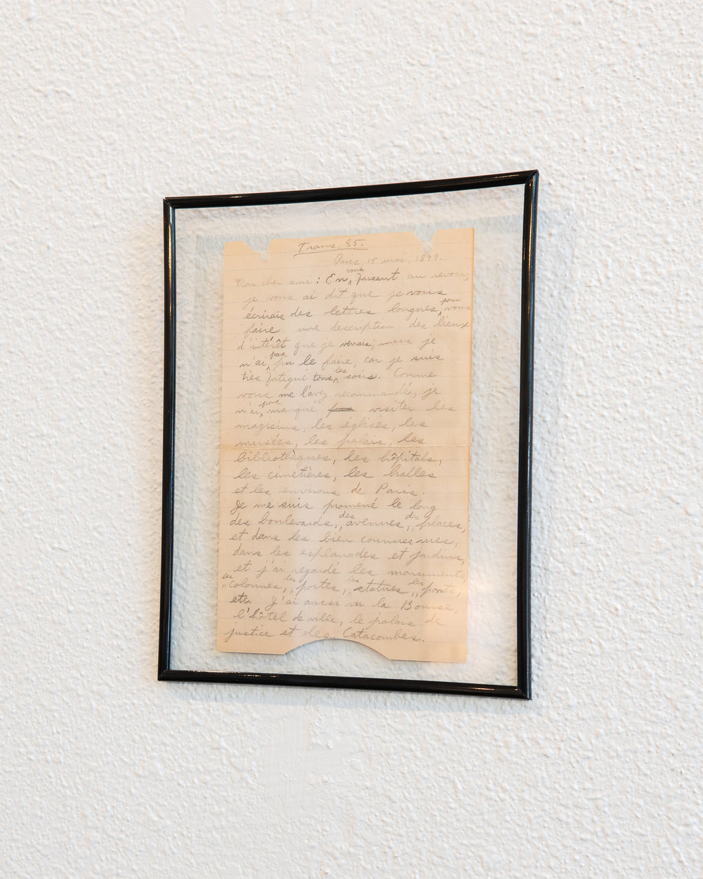 Mon Cher Ami 1899 Framed Letter