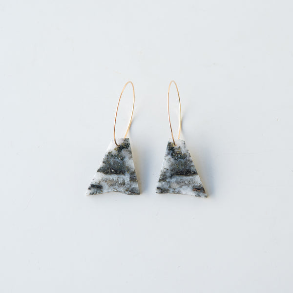 Pyrite in Quartz (Triangle) Sliced Stone Earrings