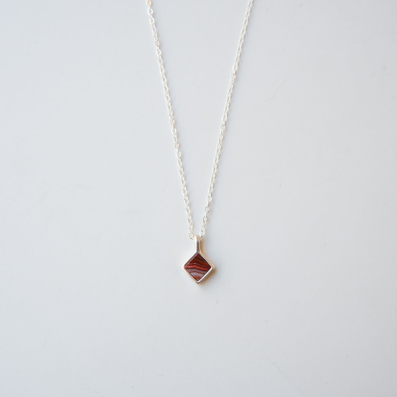 Red Lace Agate Mesa Necklace in Silver