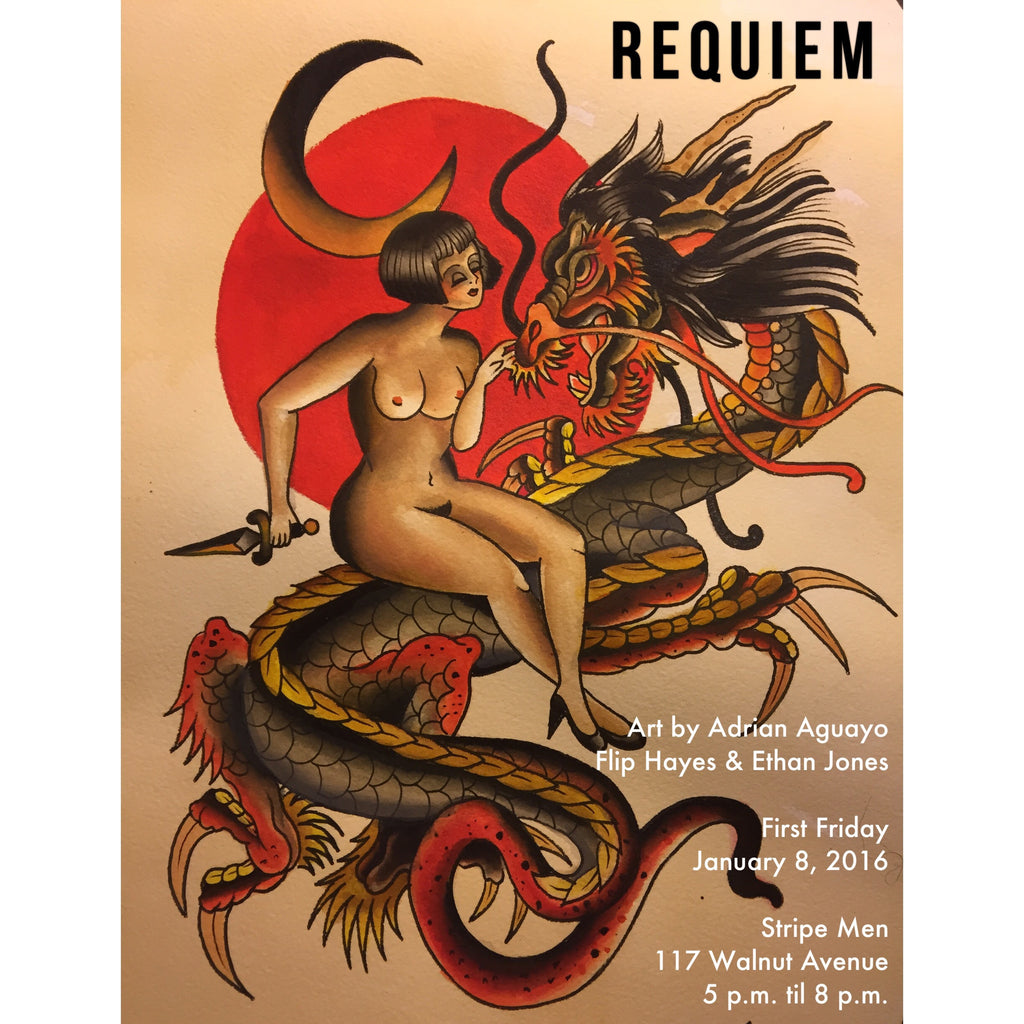 "REQUIEM" Second Friday at Stripe MEN, January 8th 5-8pm