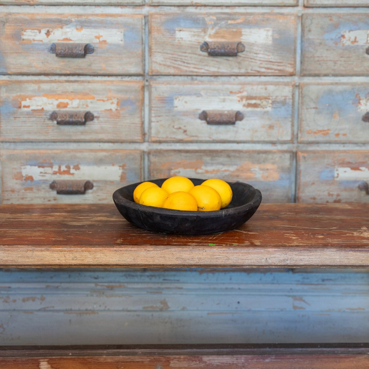 Reclaimed Wooden Black Bowl 8"