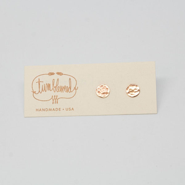 Gold Hammered Circle Studs