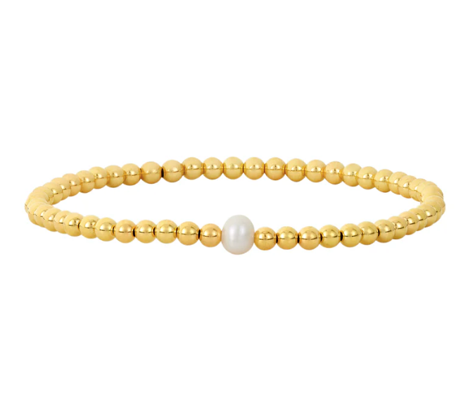 3mm Gold and Pearl Beaded Bracelet