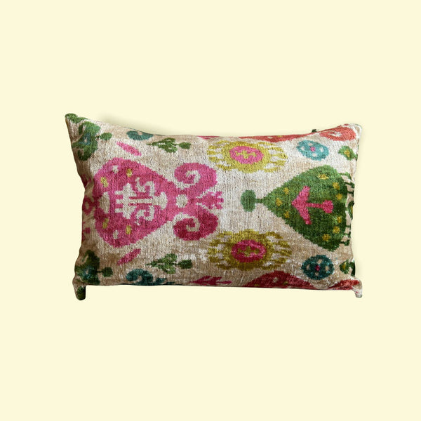 Cover Multi Pink/Olive Ikat Velvet Silk Pillow