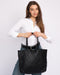 Woven Leather Tote Bag - Black