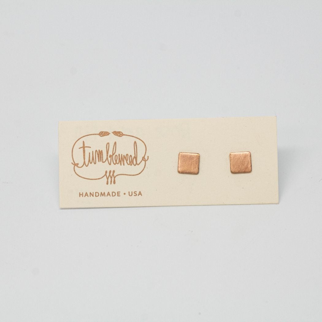 Gold Brushed Square Studs