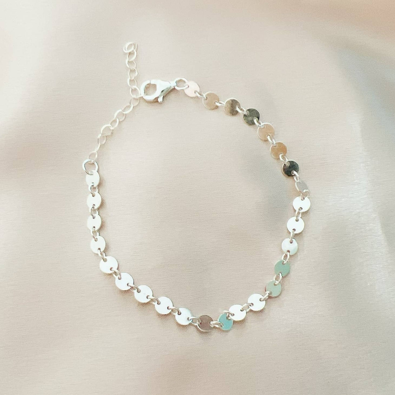 Sterling Silver Luxe Sequin Disc Chain Bracelet