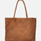 Woven Leather Tote Bag - Camel