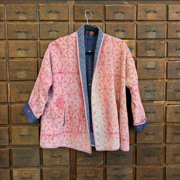 Pink Stars Kantha Jacket