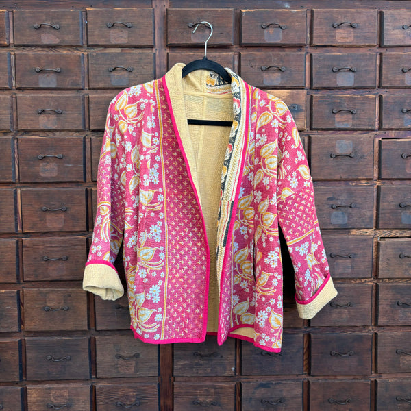 Pink Summer Vines Kantha Jacket