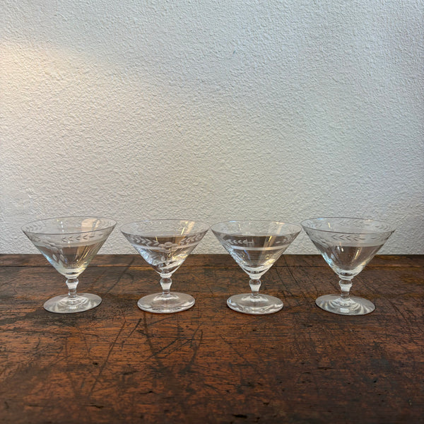 Etched Martini Glasses (Set of 4)