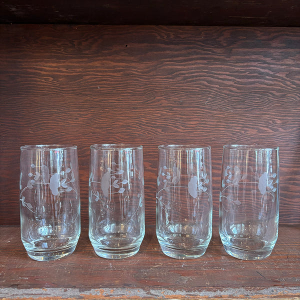 Floral Etched Glasses (Set of 4)