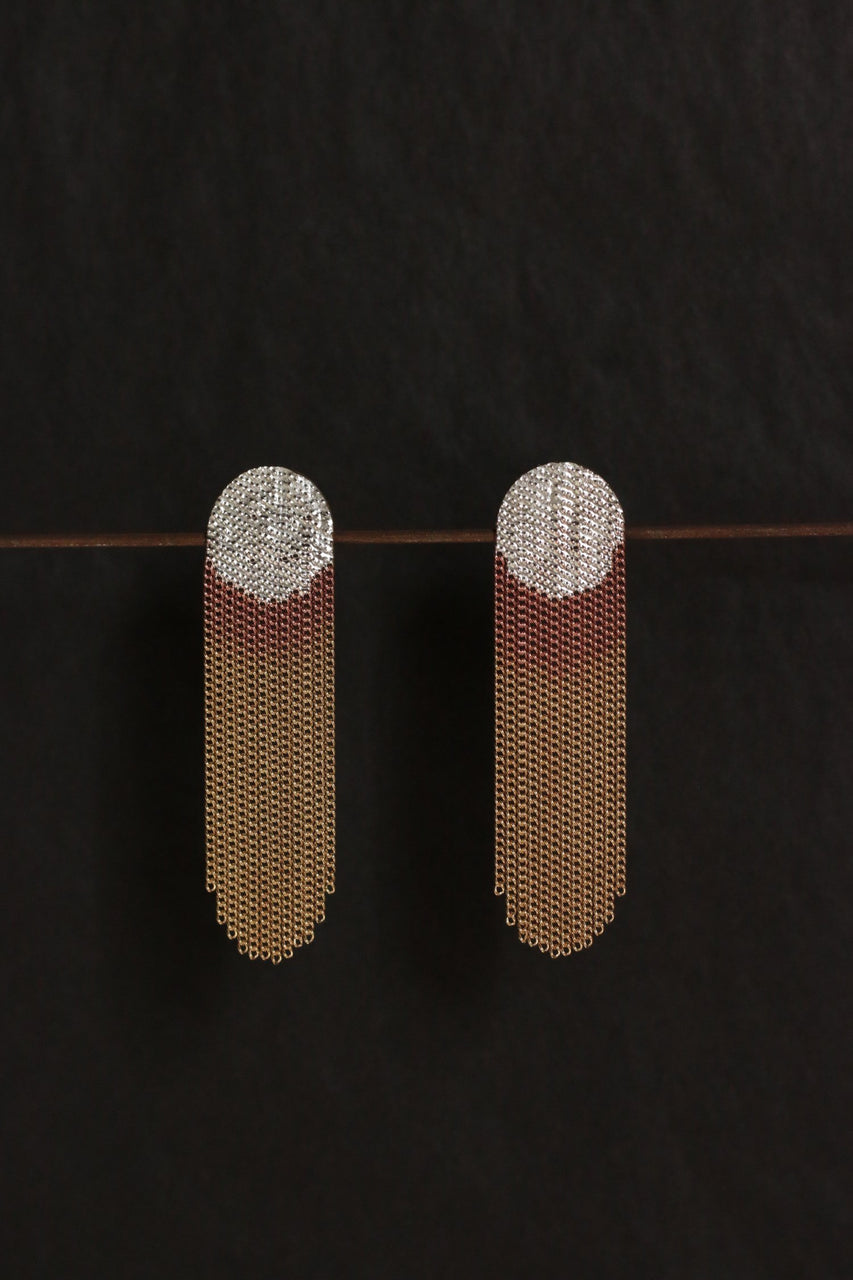 Brass + Silver Dot Earring