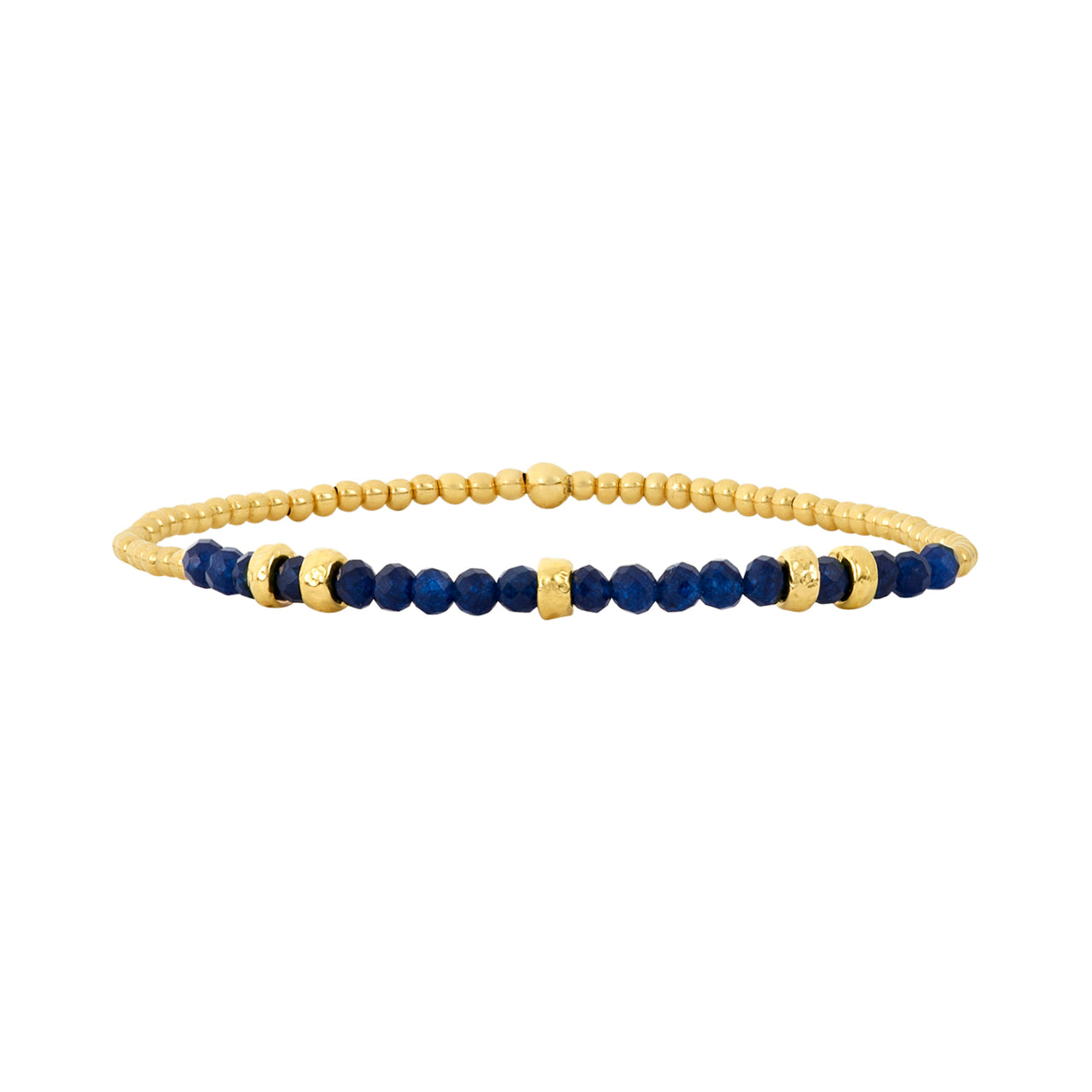 2mm Gold and Blue Sapphire Beaded Bracelet