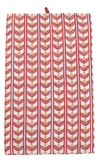 Red and Gold Vine Tea Towel