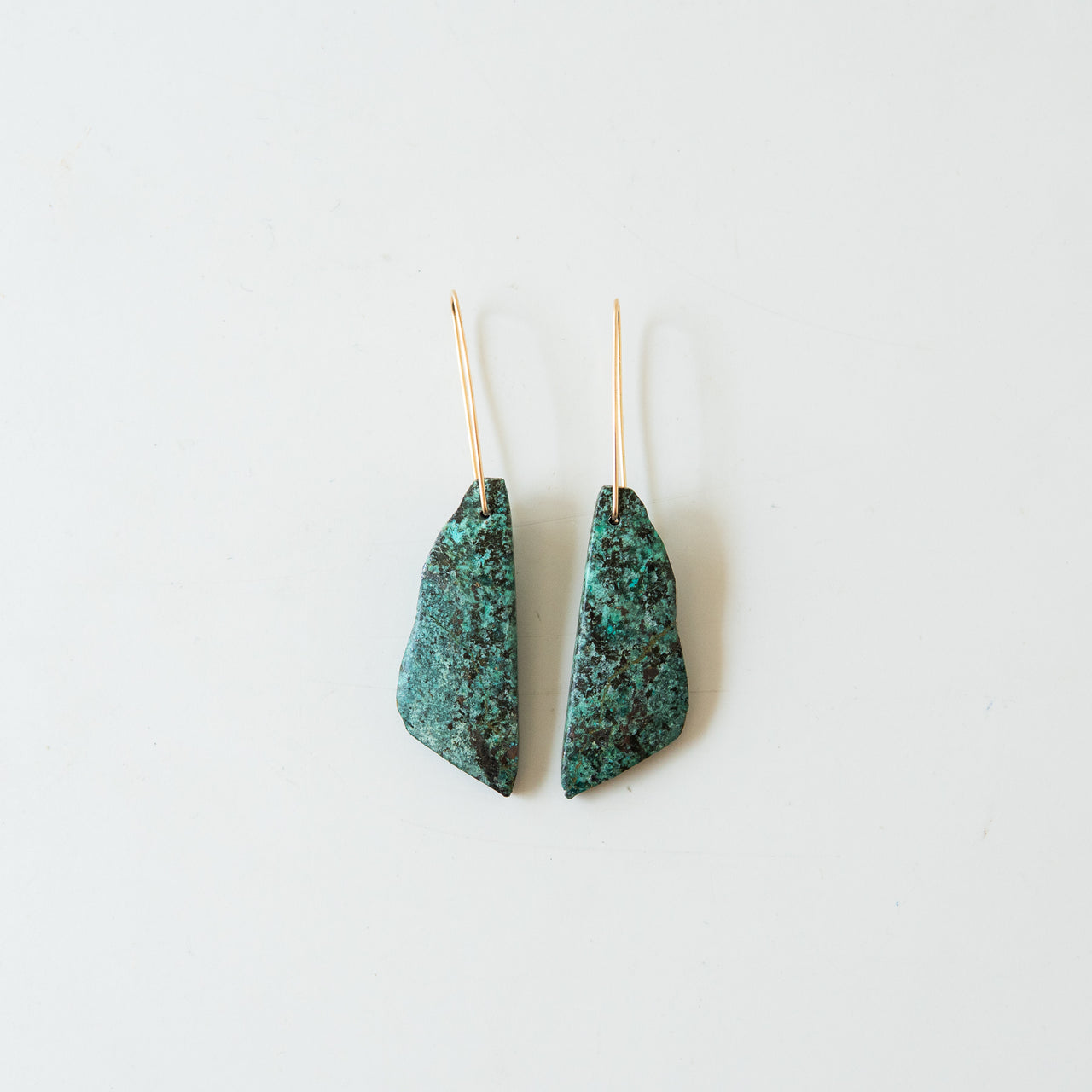 African Turquoise Sliced Stone Earrings
