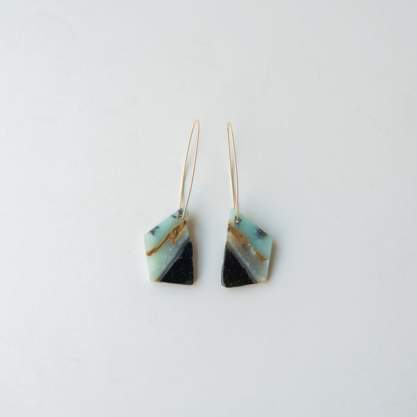 Amazonite Slice Stone Earrings
