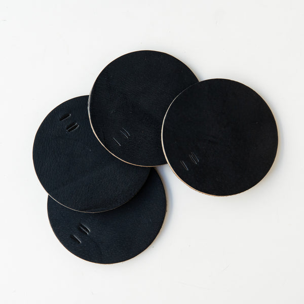 Black Leather Coasters Set of 4