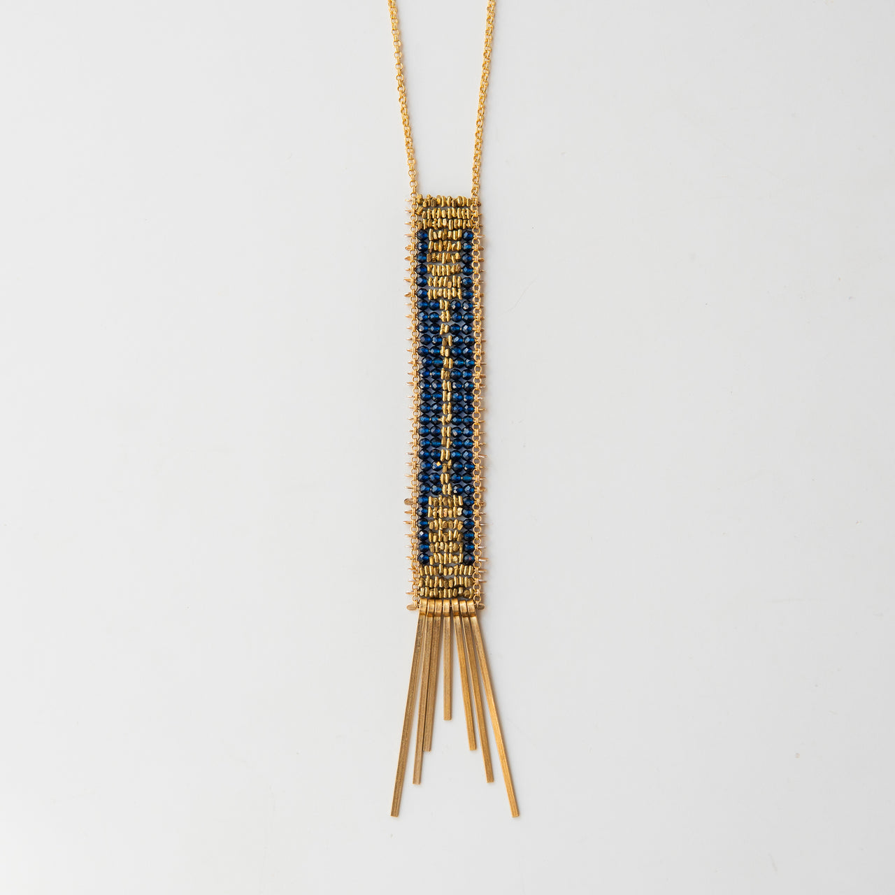 Blue Zicron Tapestry Necklace