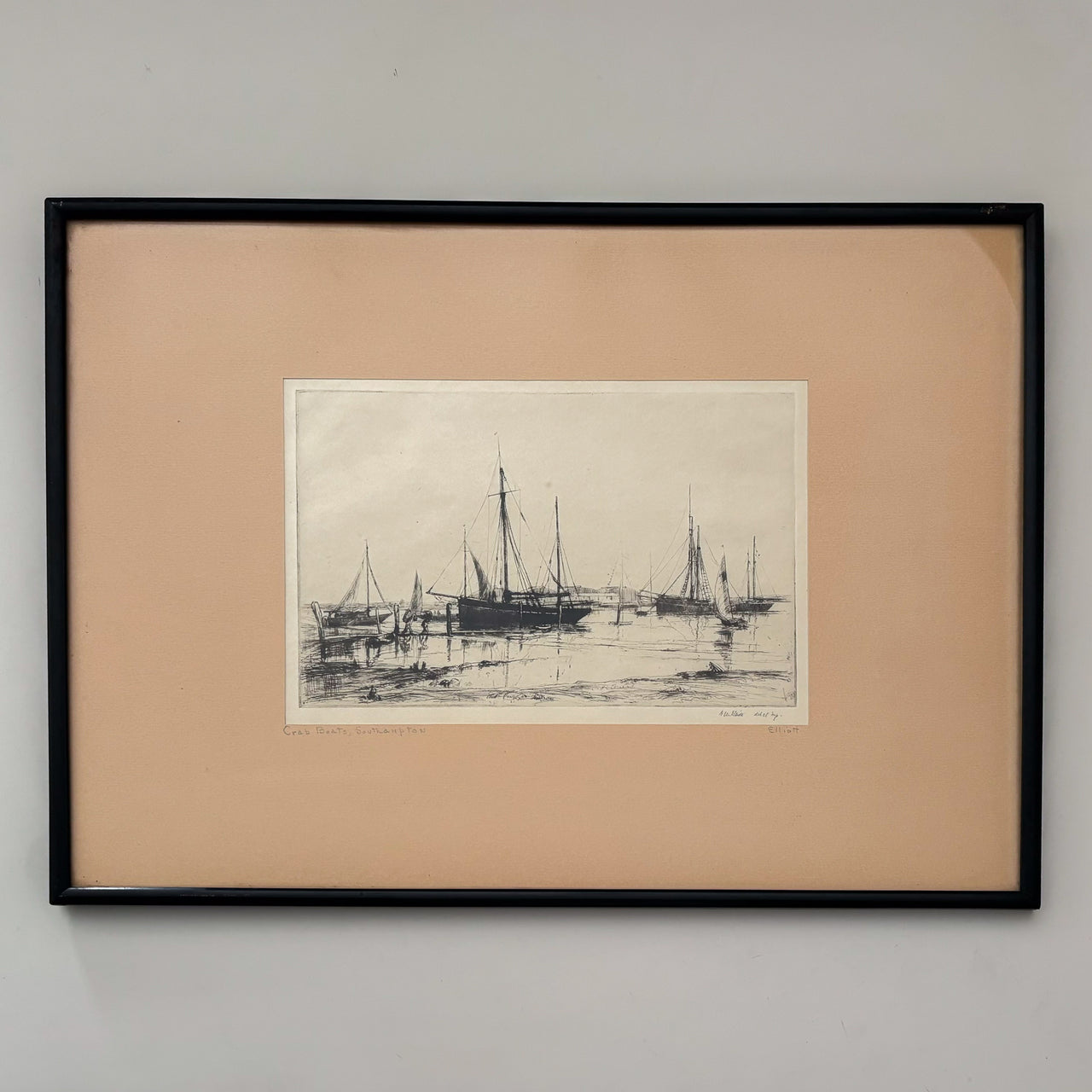 Ships Etching by Aileen Mary Elliott