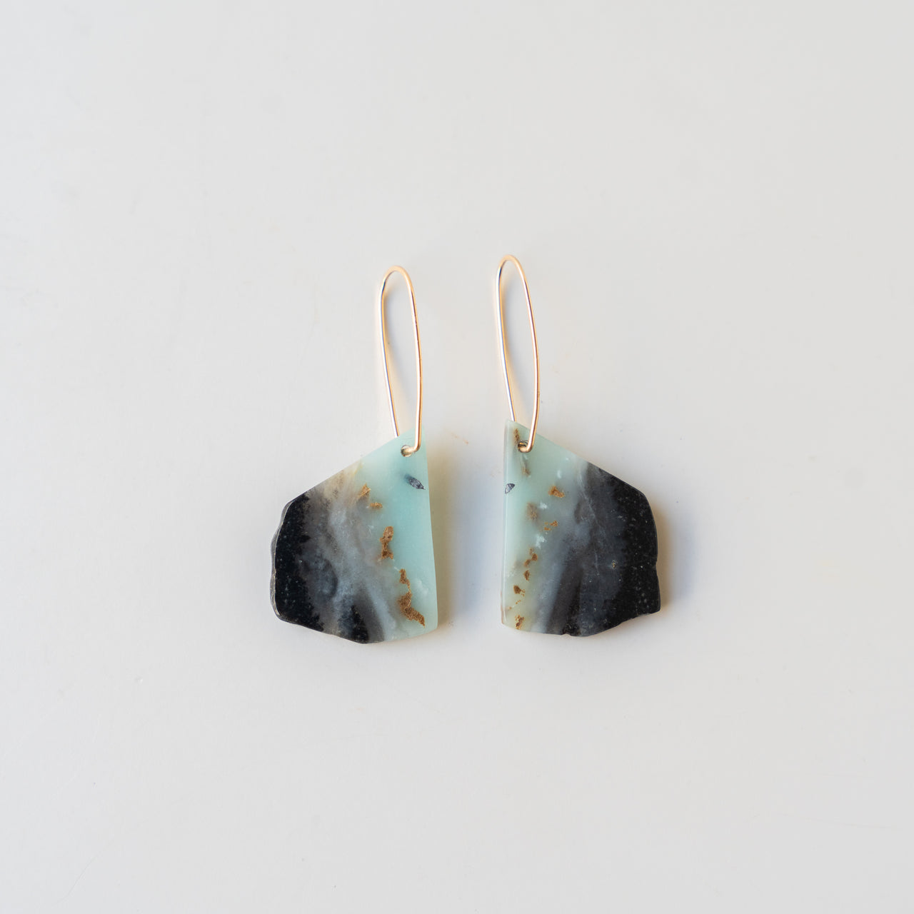 Chrysoprase Sliced Stone Earrings