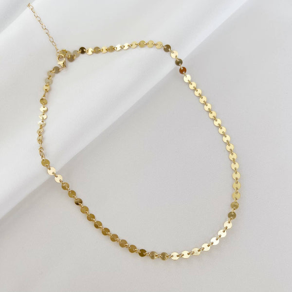 Gold Sequin Disc Chain Necklace