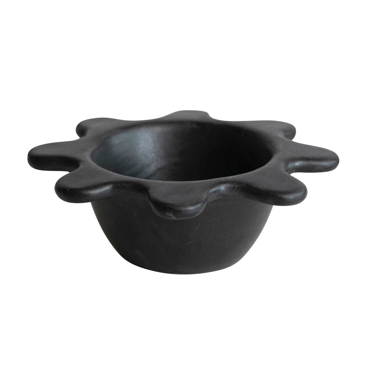 Flower Stoneware Abstract Bowl, Matte Black