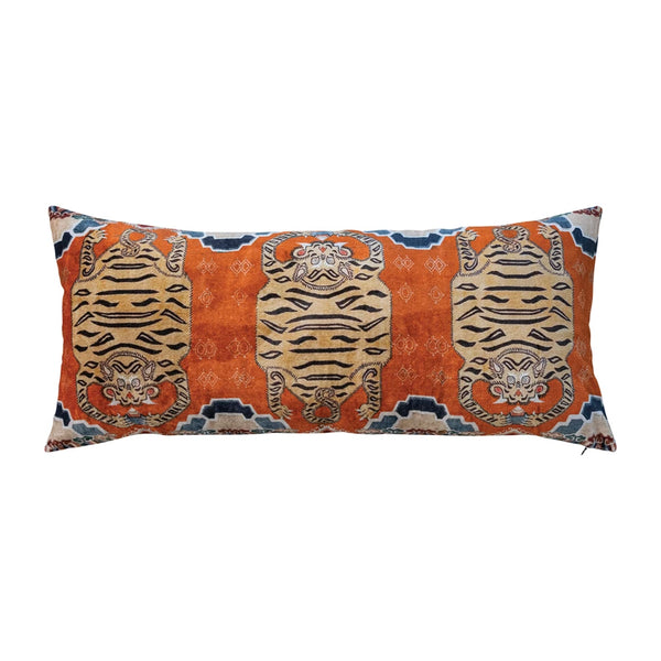 Tibetan Tiger Velvet Lumbar Pillow - Multicolored