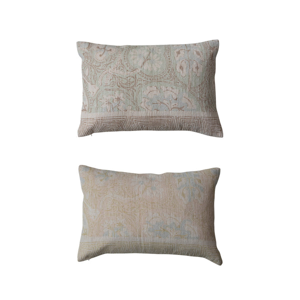 Cotton Chenille Print Lumbar Pillows-2 Styles