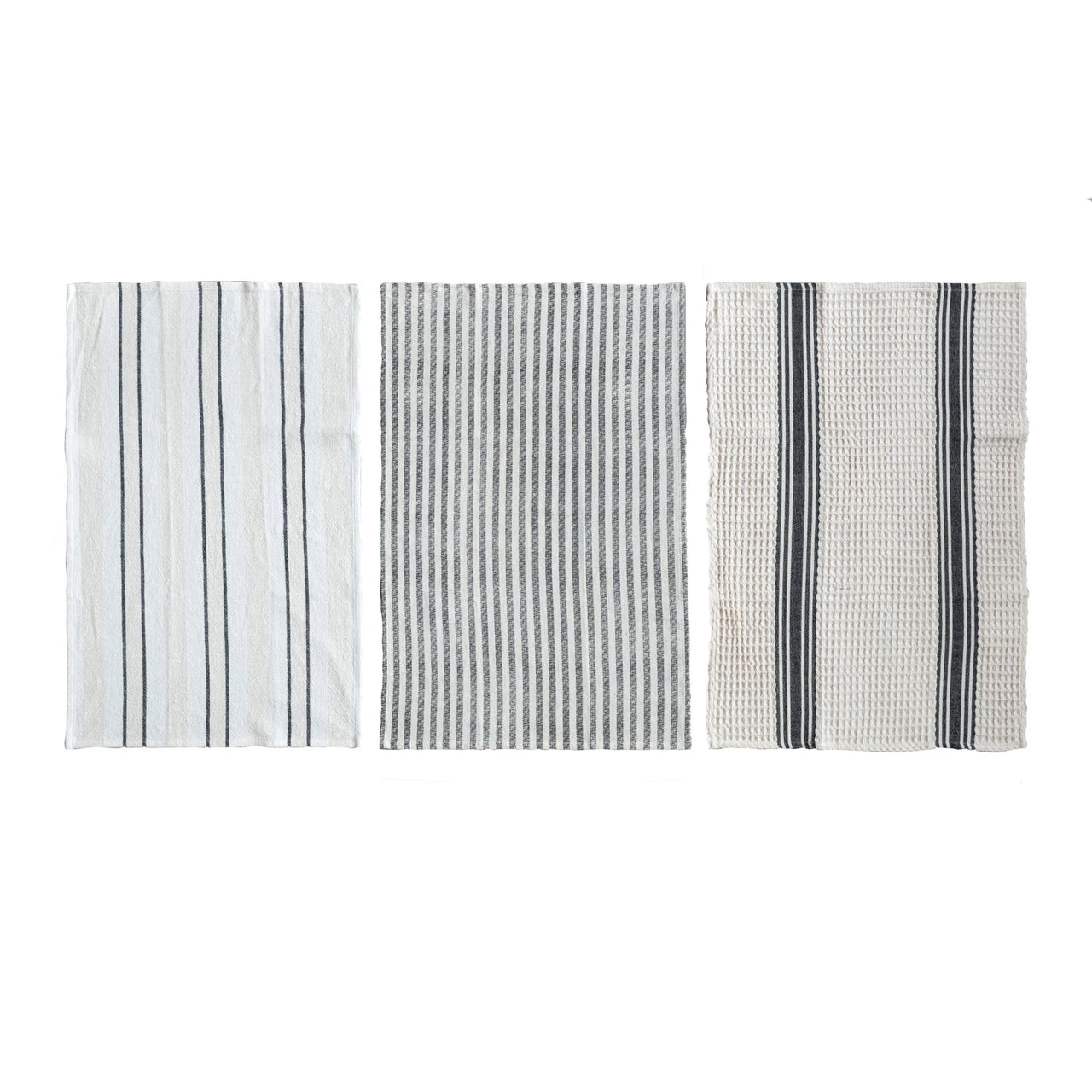 Woven Stripe Cotton Slub/Waffle Weave Tea Towels- 3 styles