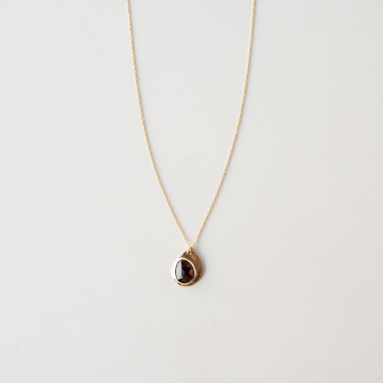 Garnet Solid 14k Gold Pendant Necklace