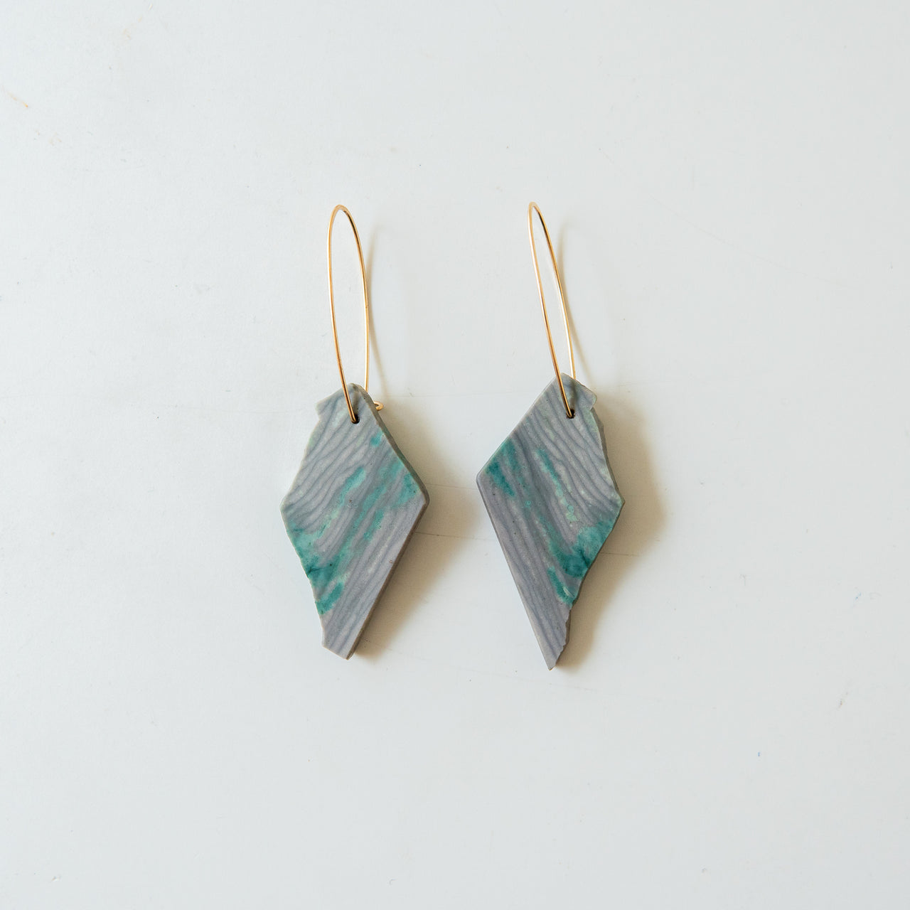 Jasper Grey/Green Sliced Stone Earrings