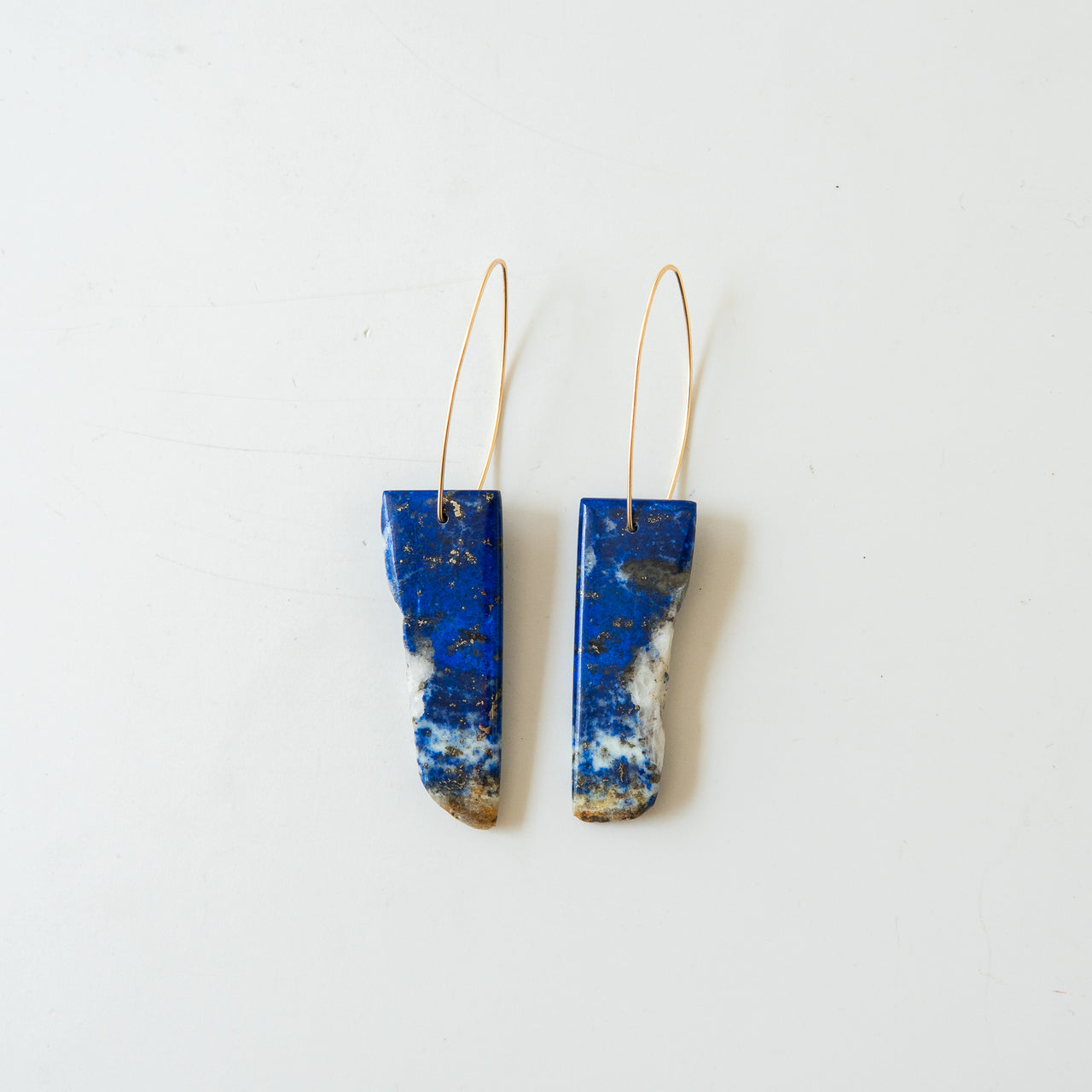 Rectangular Lapis Lazuli Sliced Stone Earrings