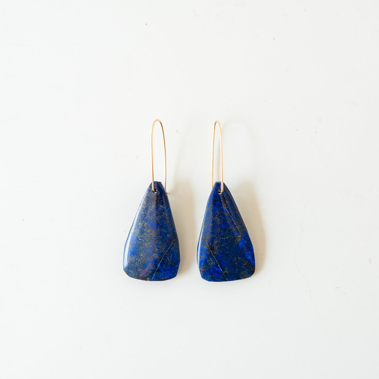Triangular Lapis Lazuli Sliced Stone Earrings