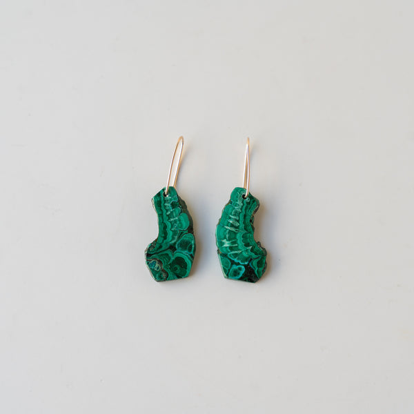 Malachite Slice Stone Earrings