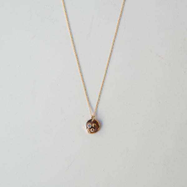 Moissanite Pebble 14k Solid Gold Necklace