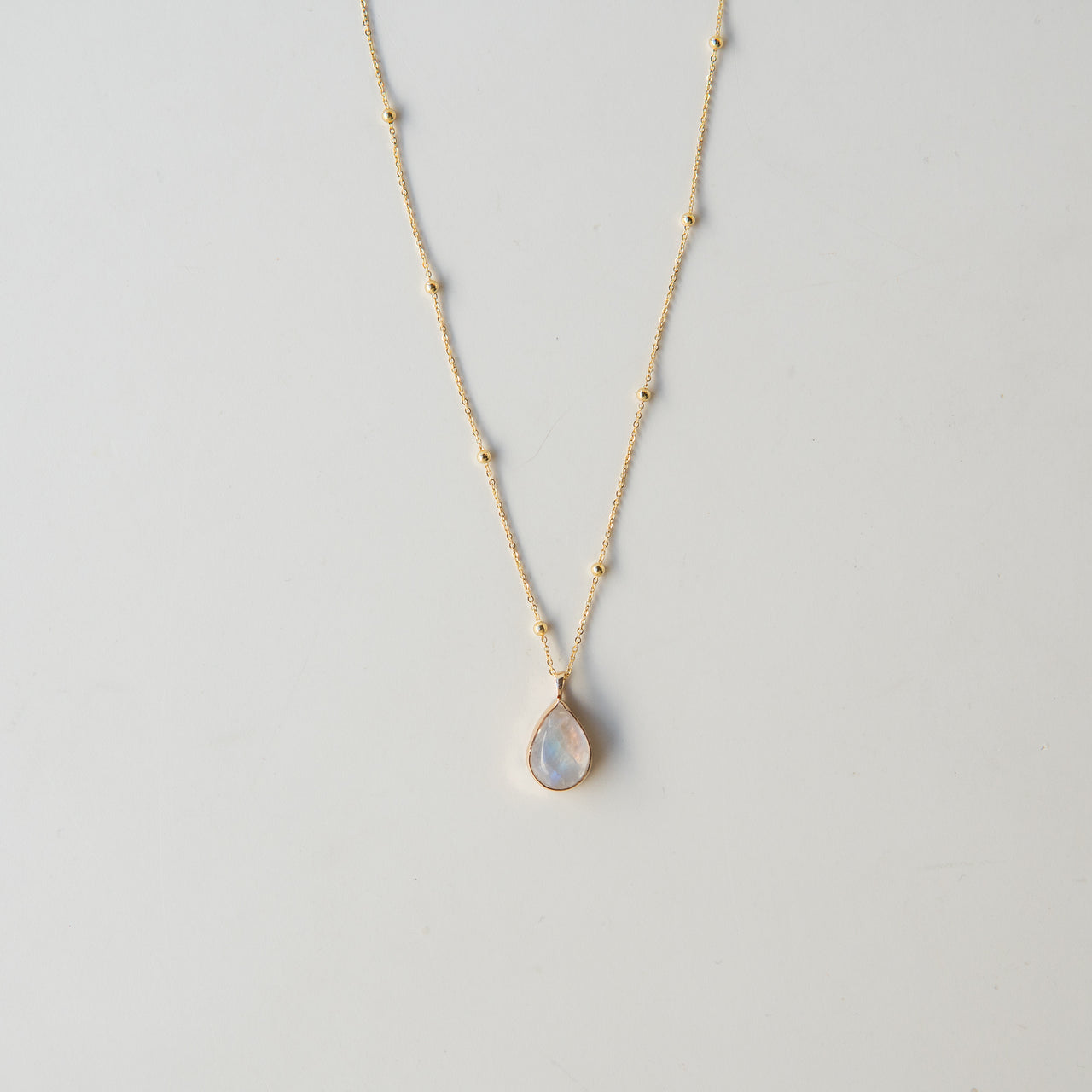 Teardrop Moonstone 14k Solid Gold Necklace
