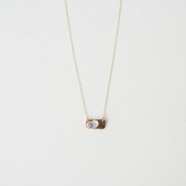 Moonstone Burst 14k Solid Gold Necklace