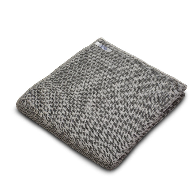 Diamond Design Cashmere Blanket - Charcoal/tan