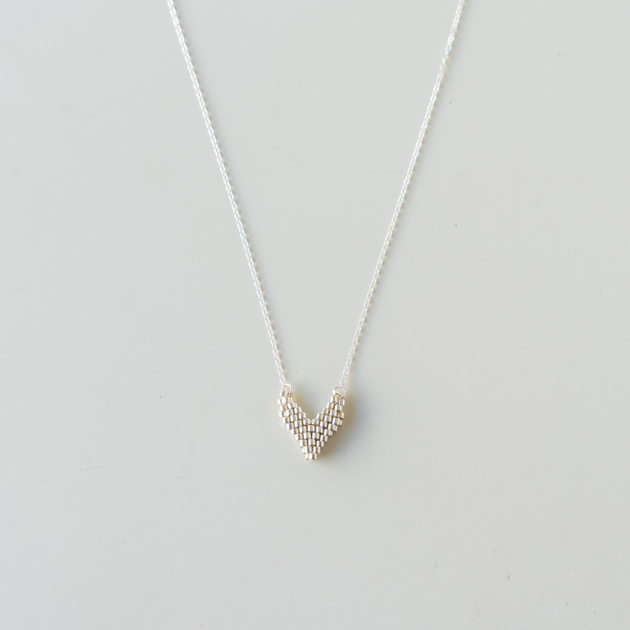 18" Silver V Pendant Necklace