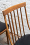 Vintage Oak and Black Leather Dining Chairs