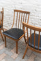 Vintage Oak and Black Leather Dining Chairs