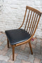 Vintage Oak and Black Leather Dining Chairs