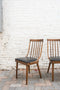 Vintage Oak and Black Leather Dining Chairs