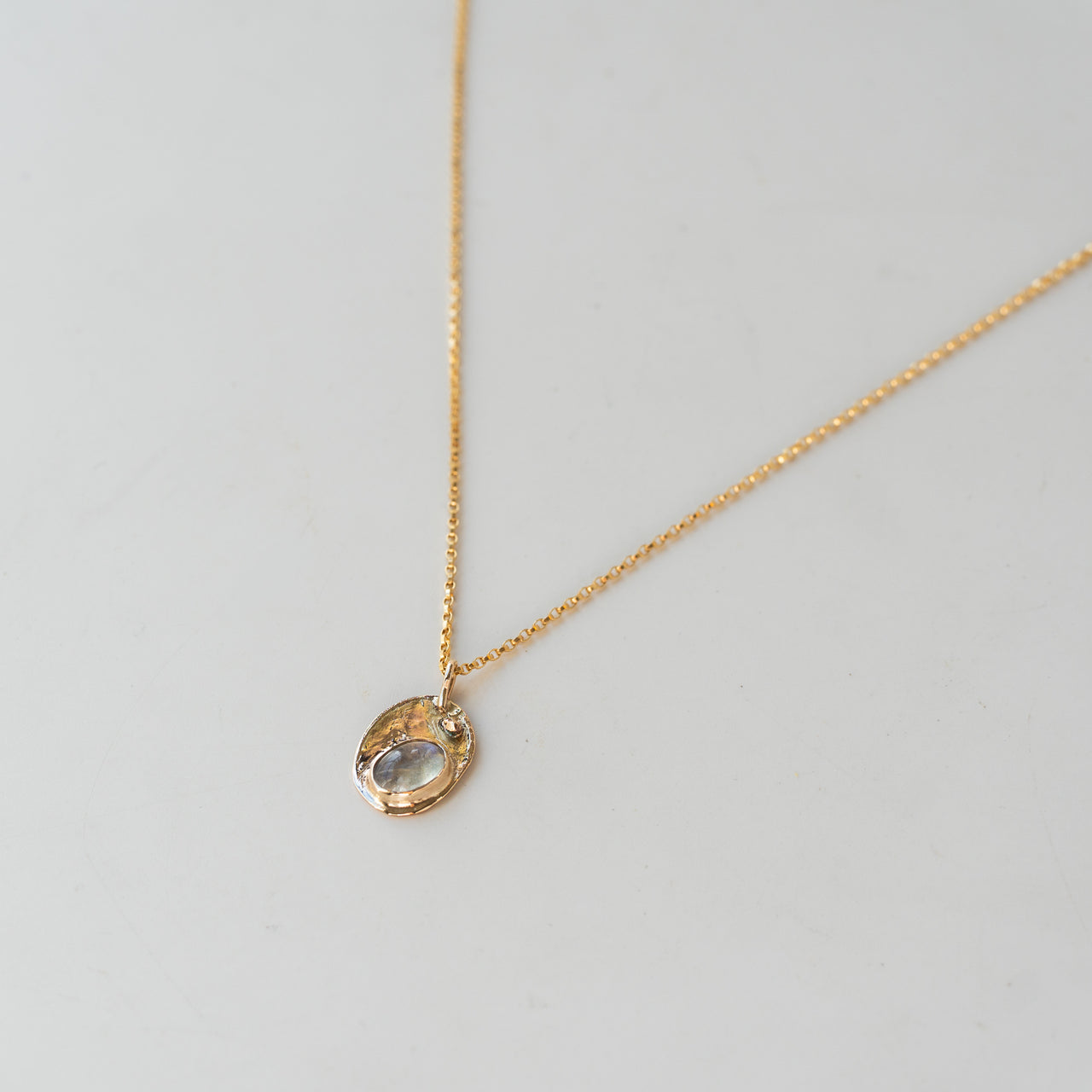 Oval Moonstone 14k Solid Gold Necklace
