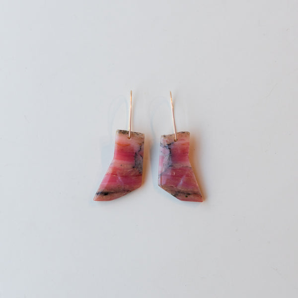 Pink Opal (Boot) Slice Stone Earrings