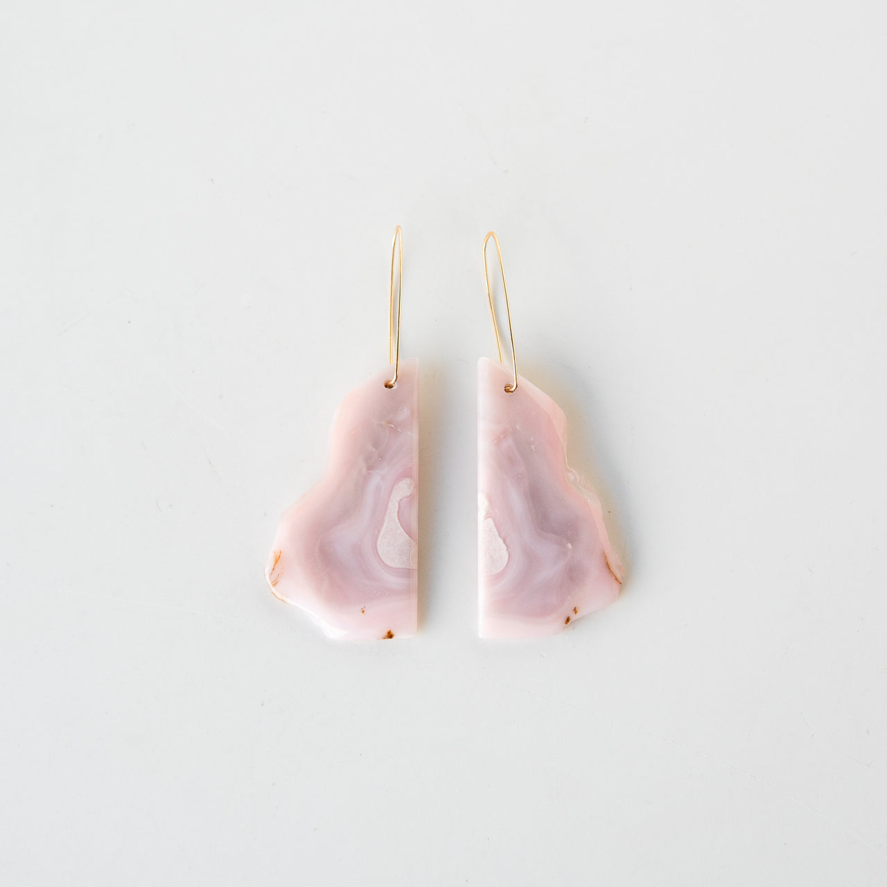 Pink Opal Sliced Stone Earrings