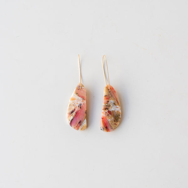 Pink Opal (Short) Slice Stone Earrings